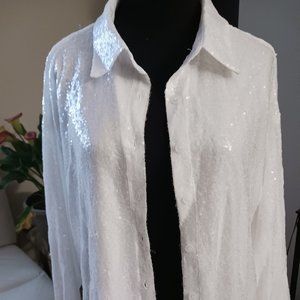 2 pc. White Sequin Pant Suit